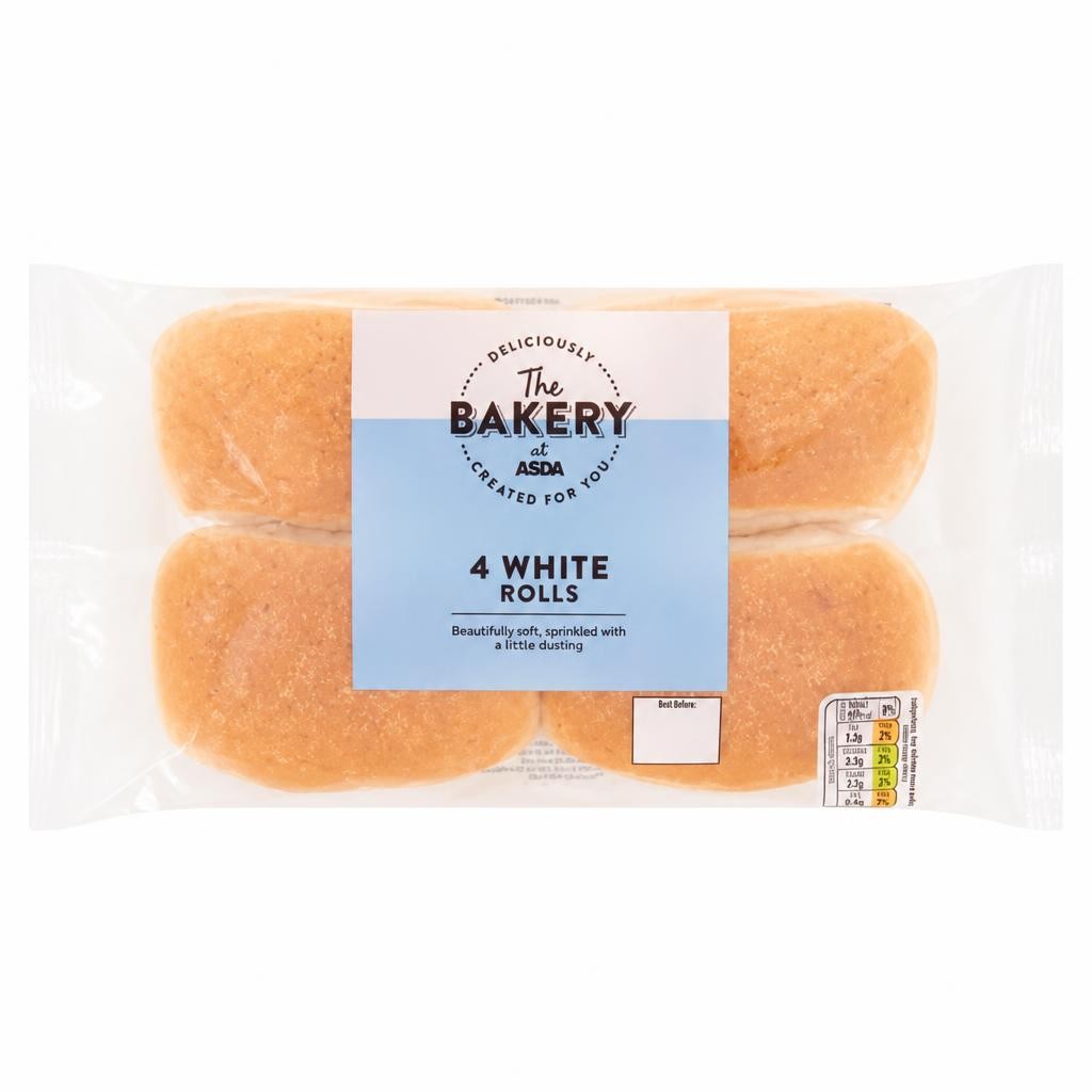 The BAKERY at ASDA The Bakery 4 White Rolls