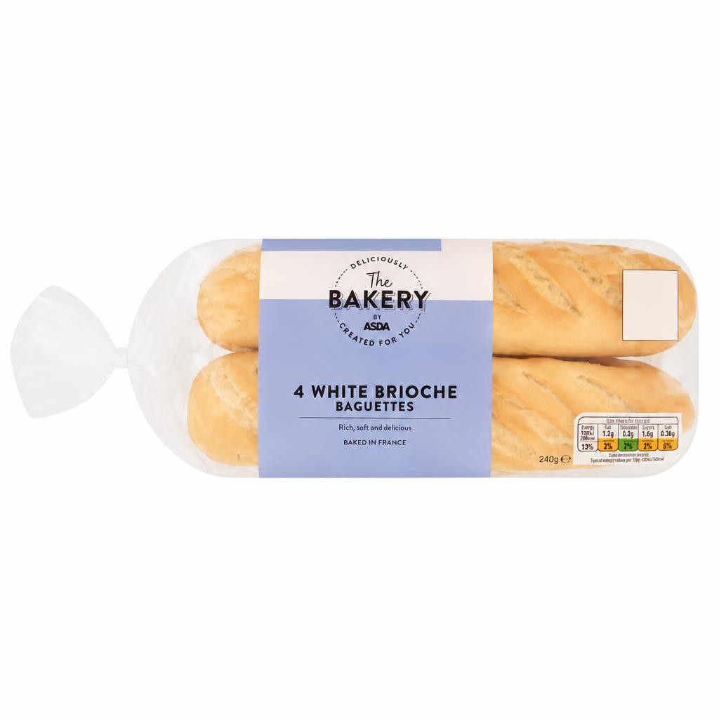 The BAKERY at ASDA The Bakery at  4 White Brioche Baguettes 340g