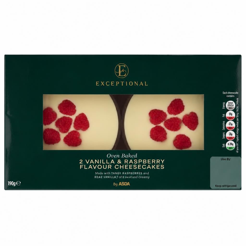 Exceptional by ASDA Oven Baked 2 Vanilla & Raspberry Flavour Cheesecakes 190g