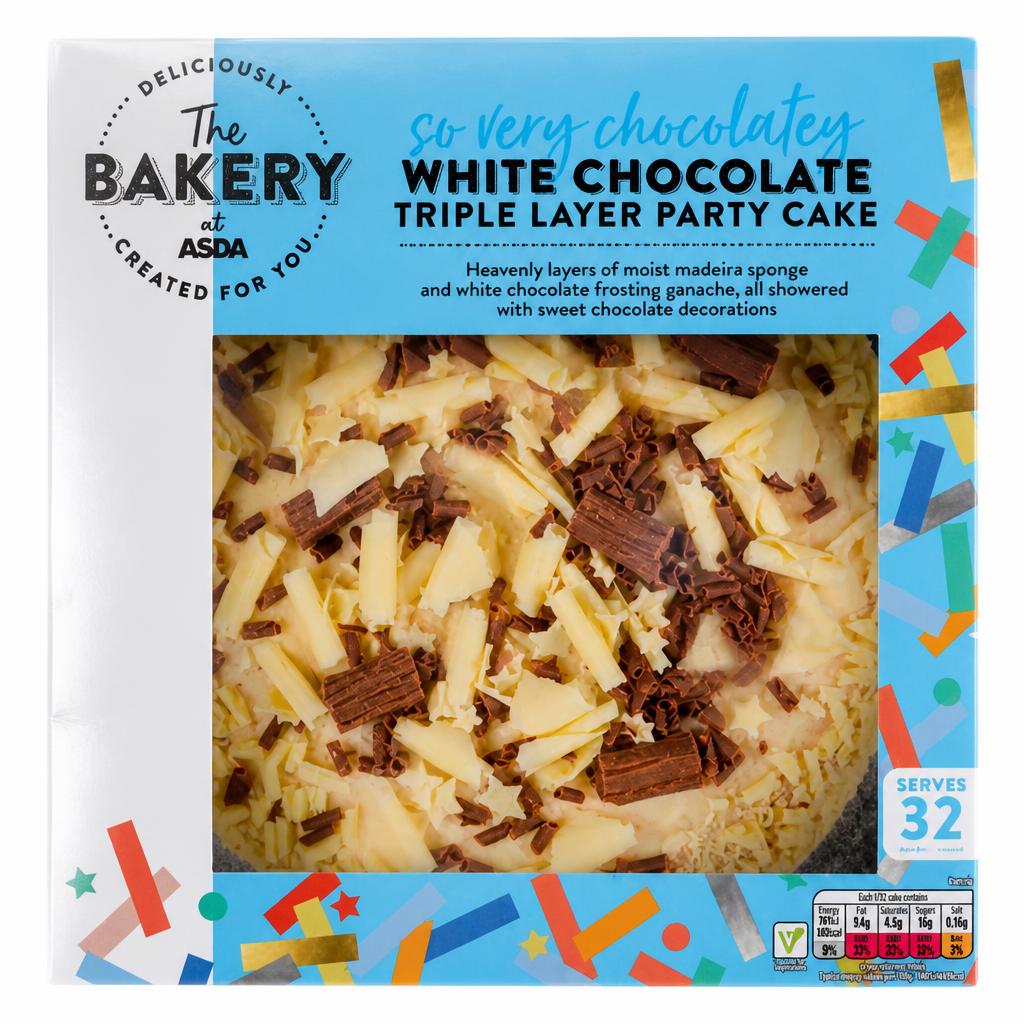 The BAKERY at ASDA The Bakery White Chocolate Triple Layer Party Cake