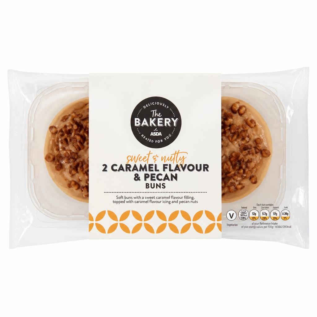 The BAKERY at ASDA The Bakery at  2 Caramel Flavour & Pecan Buns
