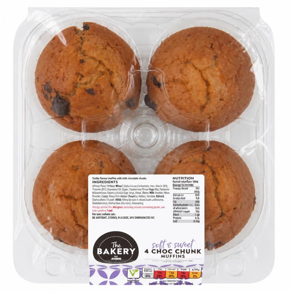 The BAKERY at ASDA The Bakery at  4 Choc Chunk Muffins