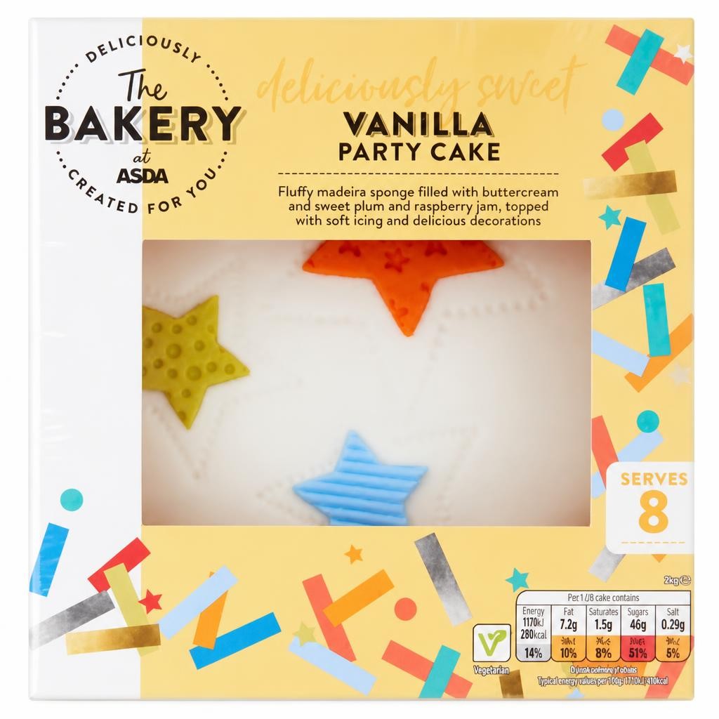 The BAKERY at ASDA Vanilla Party Cake