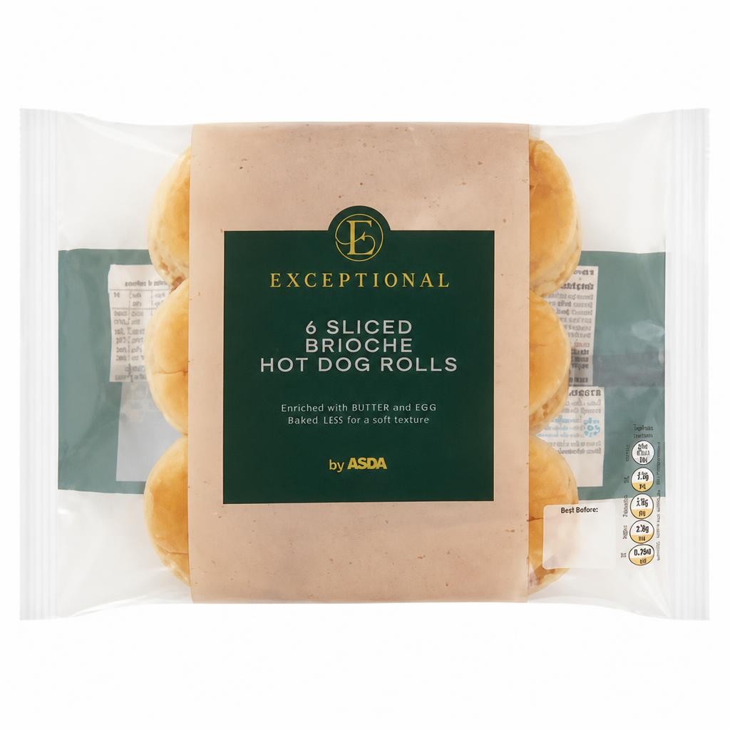 Exceptional by ASDA 6 Sliced Brioche Hot Dog Rolls