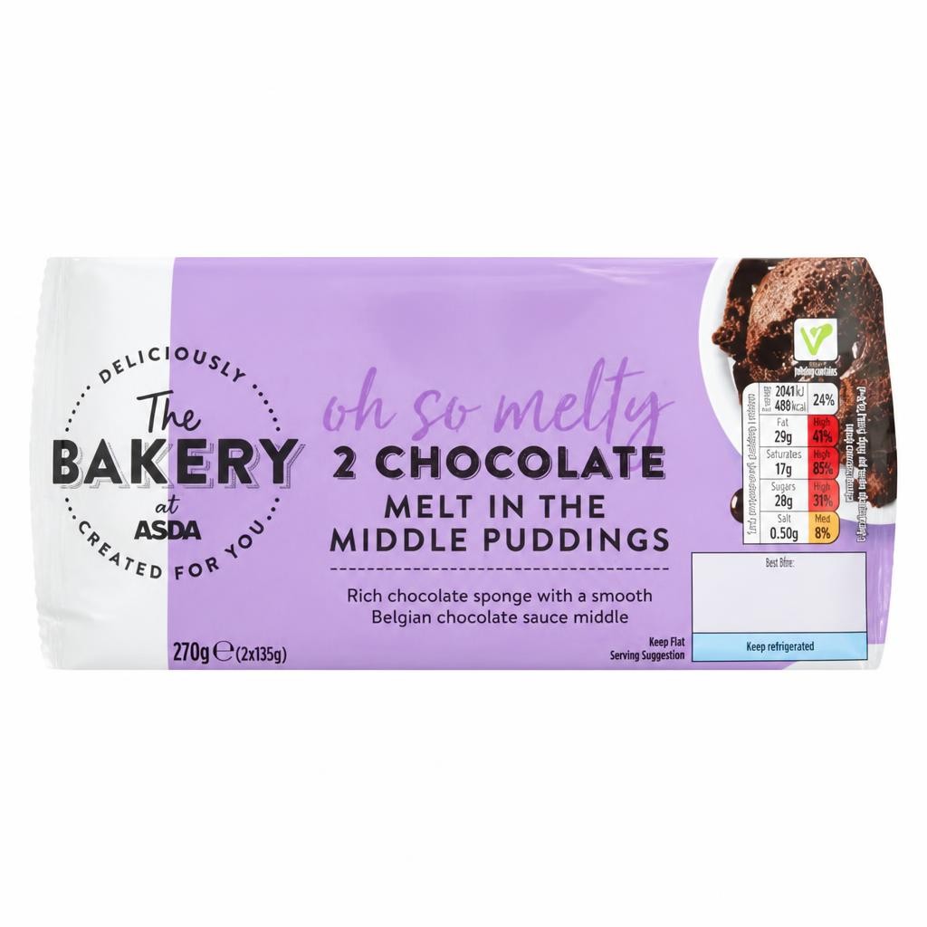 The BAKERY at ASDA The Bakery Chocolate Melt in the Middle Puddings 2 x 135g (270g)