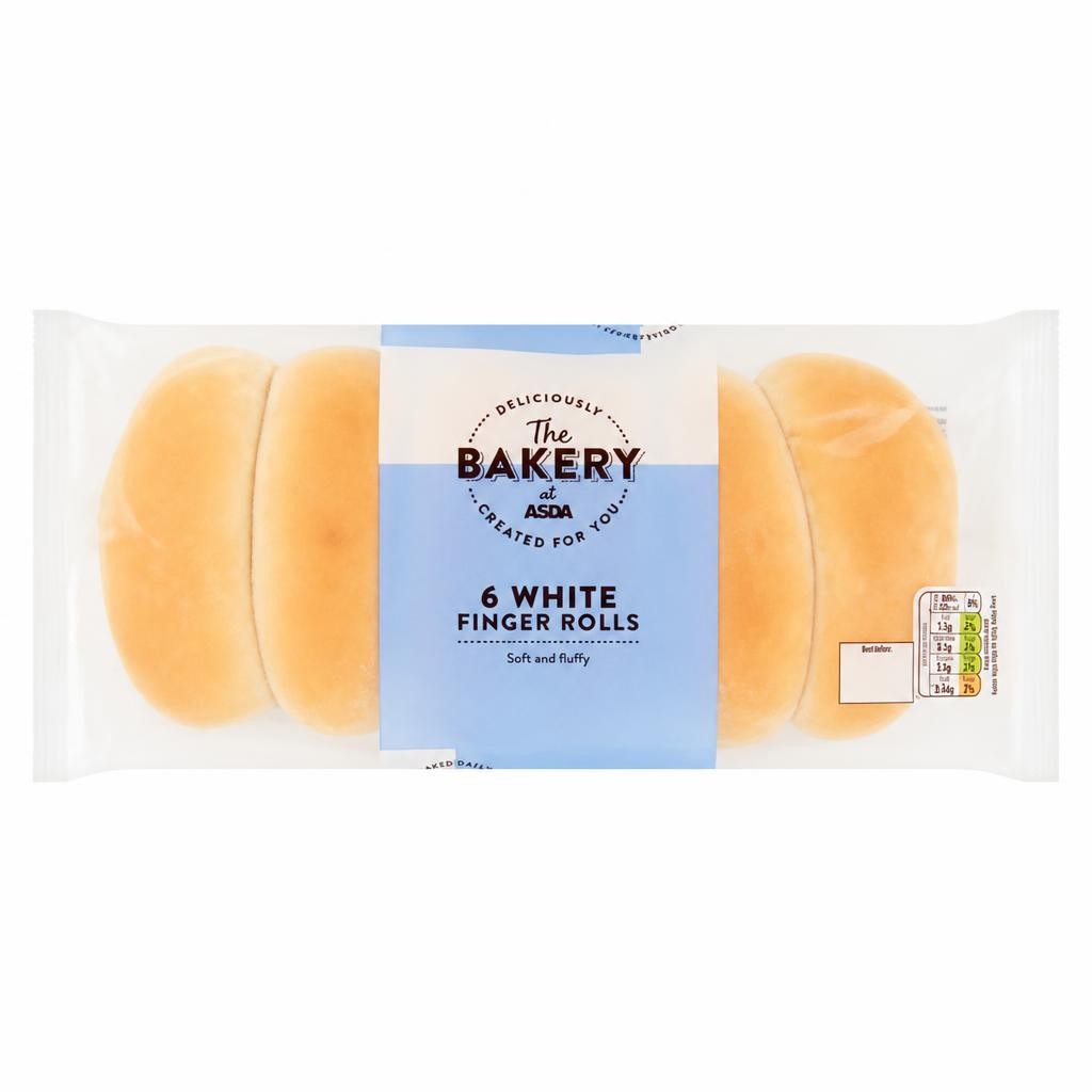 The BAKERY at ASDA The Bakery 6 White Finger Rolls