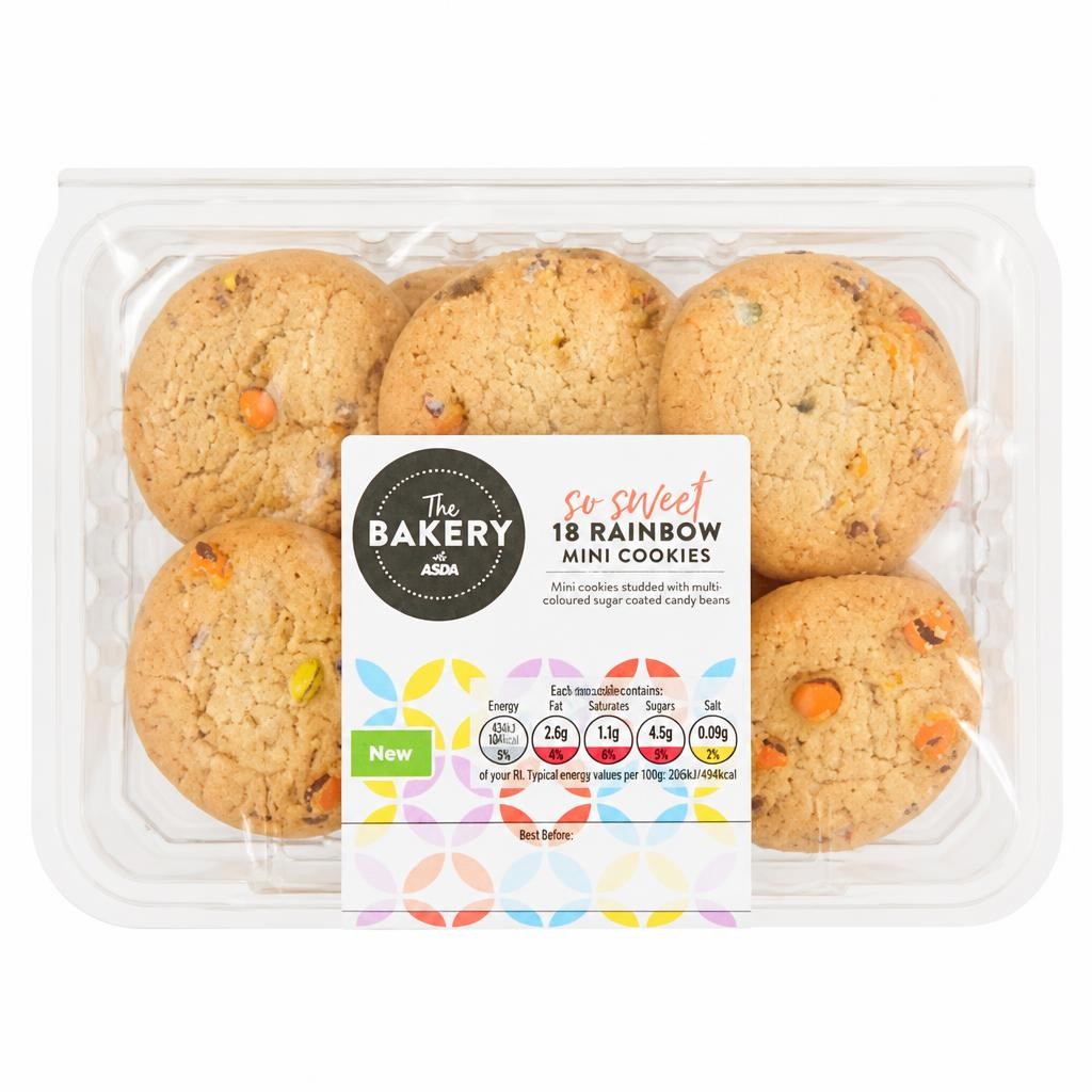 The BAKERY at ASDA 18 Rainbow Mini Cookies 171g