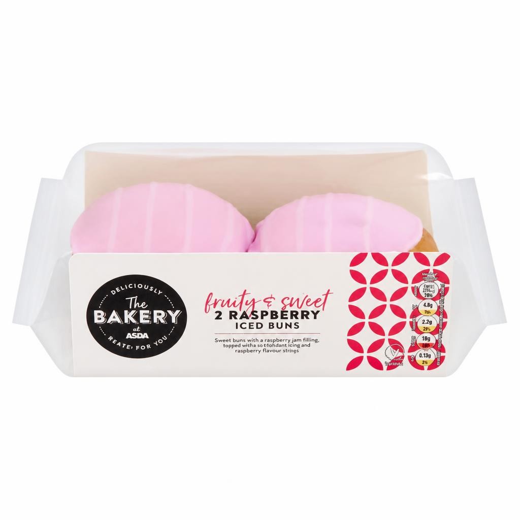 The BAKERY at ASDA The Bakery at  2 Raspberry Iced Buns