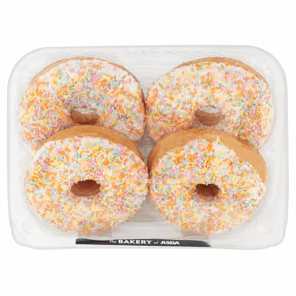 The BAKERY at ASDA 4 White Iced Ring Donuts