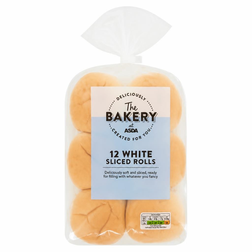 The BAKERY at ASDA The Bakery 12 White Sliced Rolls