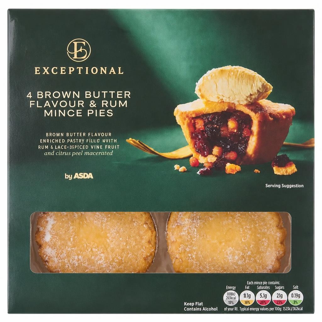 Exceptional by ASDA 4 Brown Butter Flavour & Rum Mince Pies