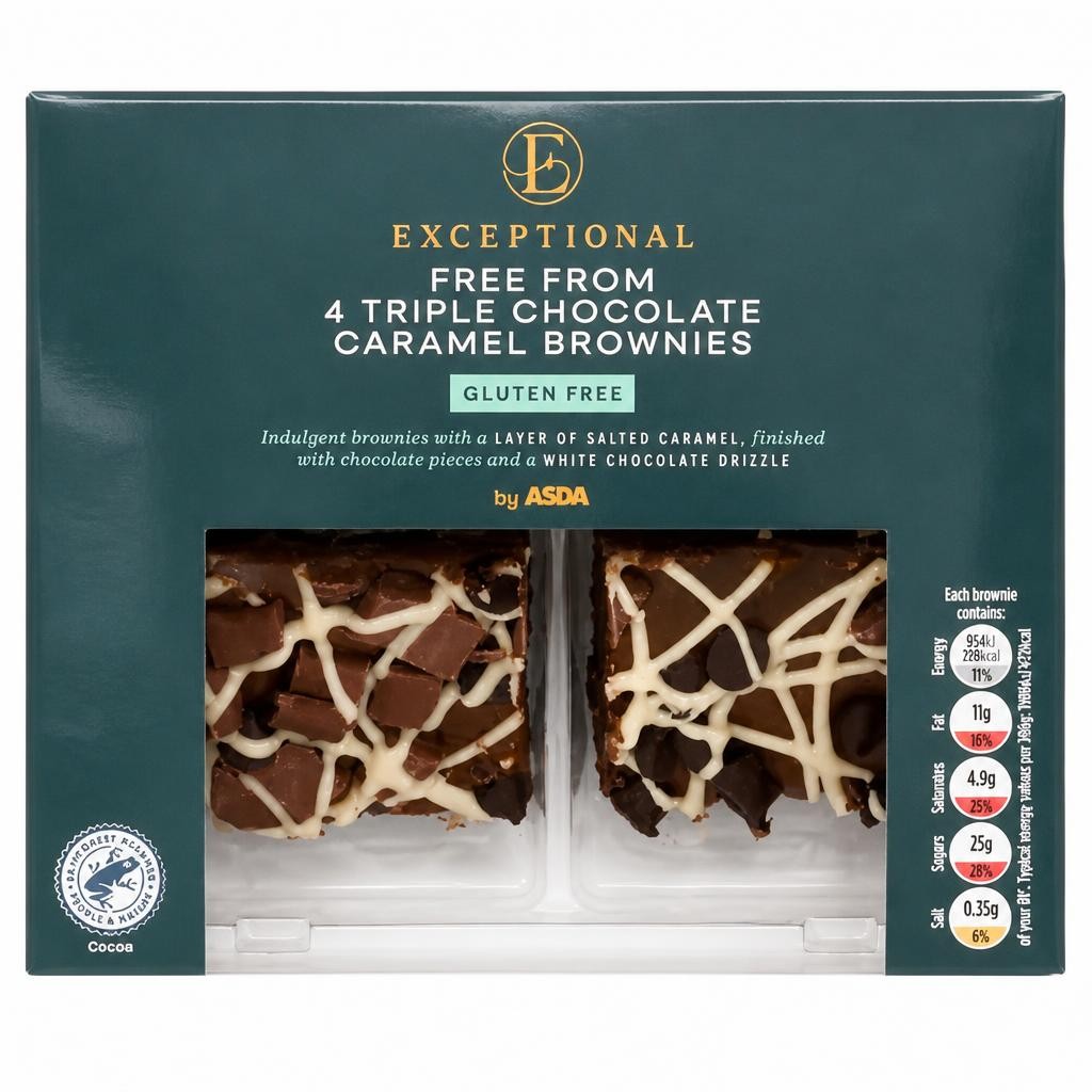 ASDA Free From 4 Triple Chocolate Caramel Brownies