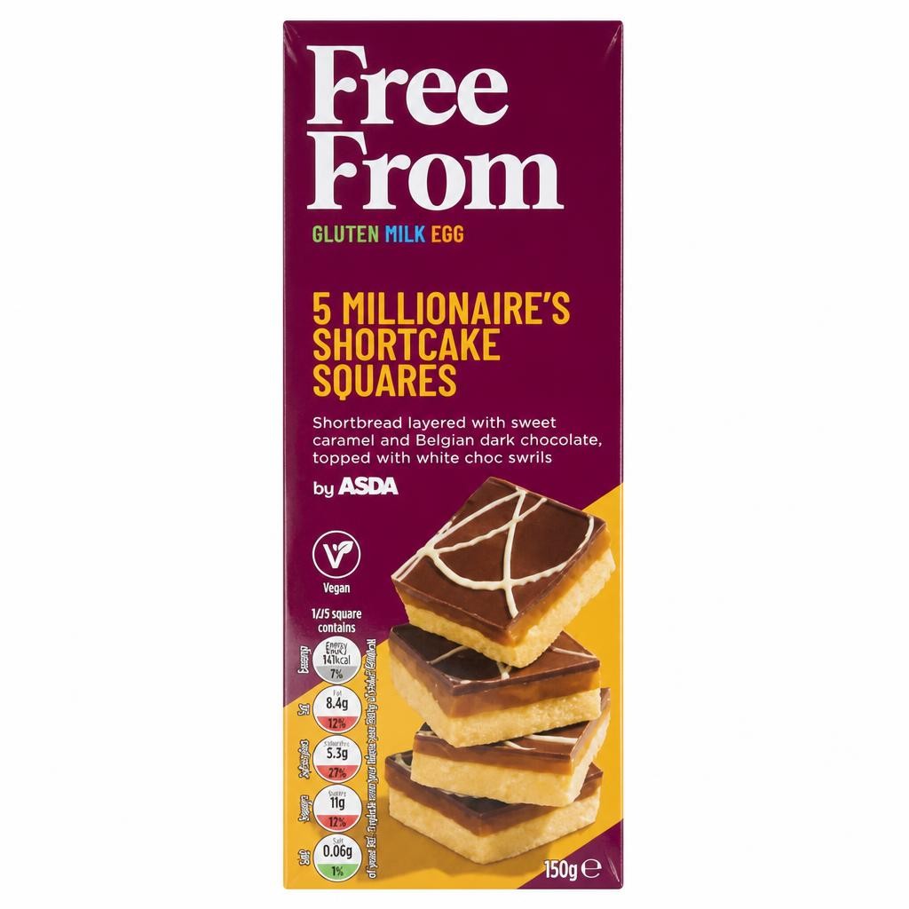 ASDA Free From Free From by  5 Millionaires' Shortcake Squares 150g