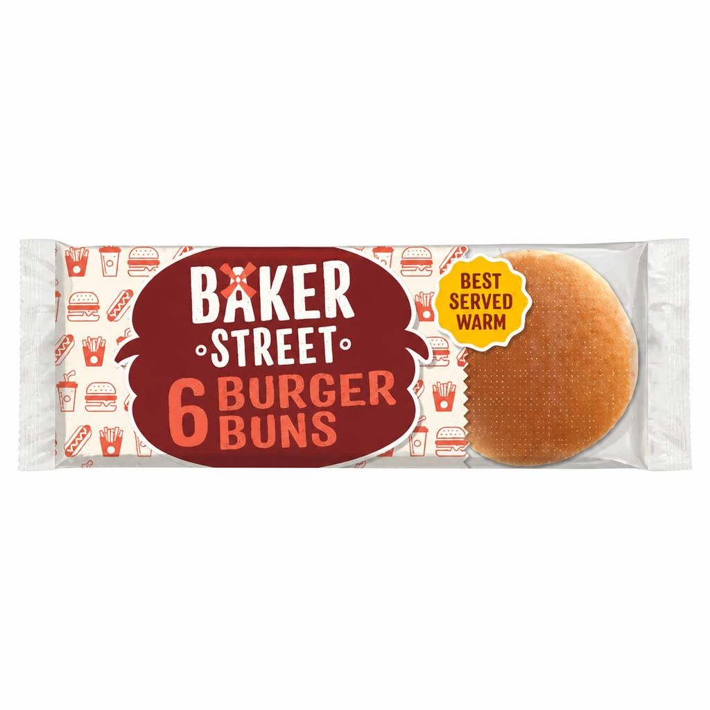 Baker Street 6 Pre-Sliced Burger Buns