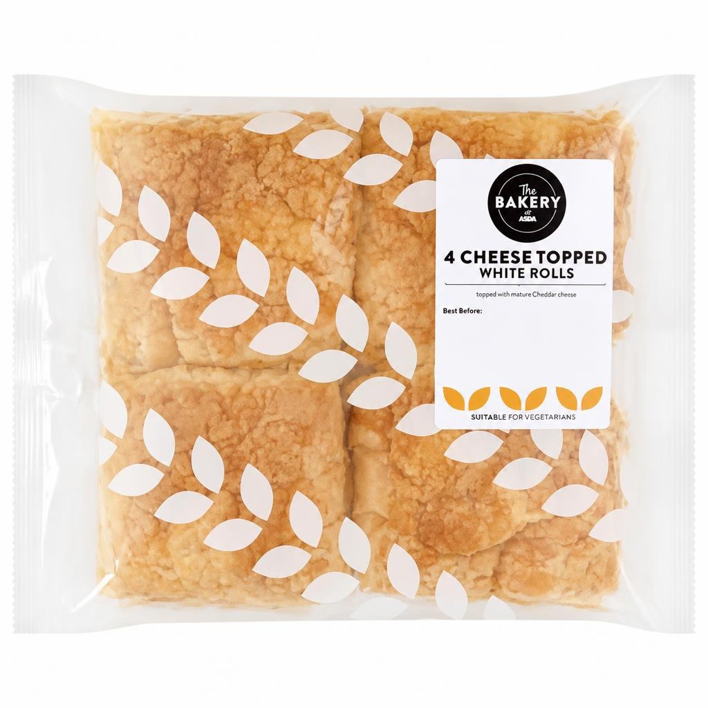 The BAKERY at ASDA The Bakery at  4 Cheese Topped White Rolls