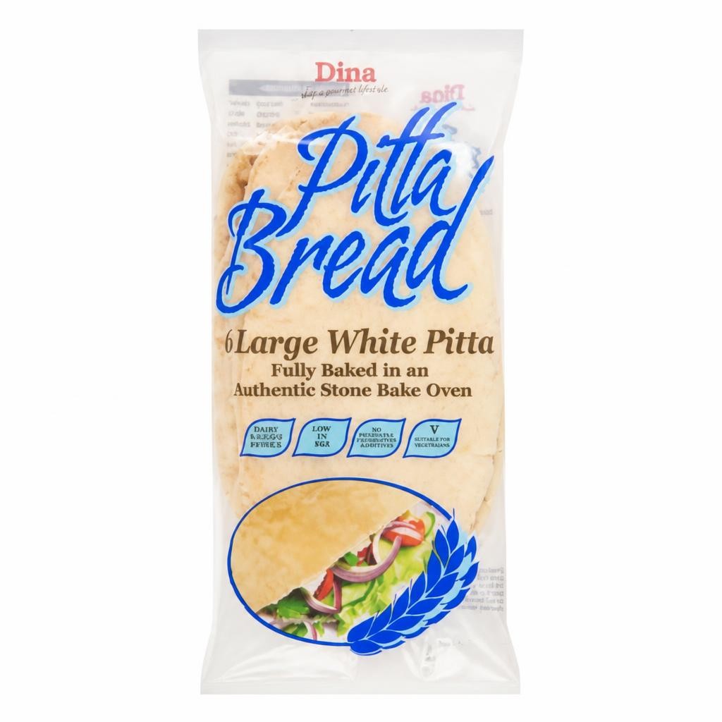 Dina 6 Large White Pitta Bread