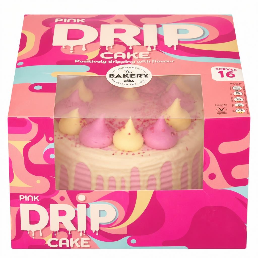 ASDA The Bakery Pink Drip Cake