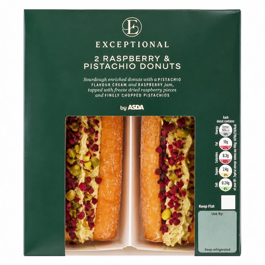 Exceptional by ASDA 2 Raspberry & Pistachio Donuts