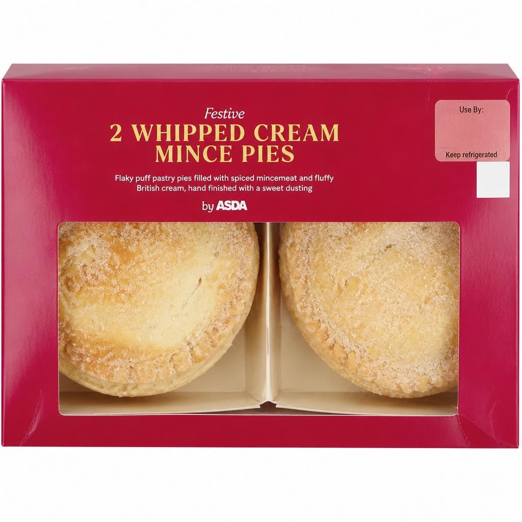 ASDA 2 Festive Whipped Cream Mince Pies