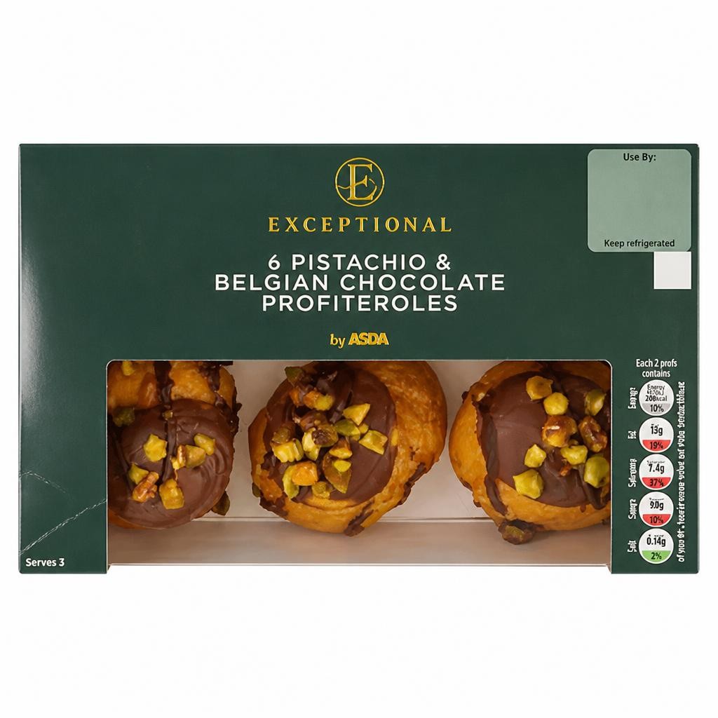 Exceptional by ASDA 6 Pistachio & Belgian Chocolate Profiteroles