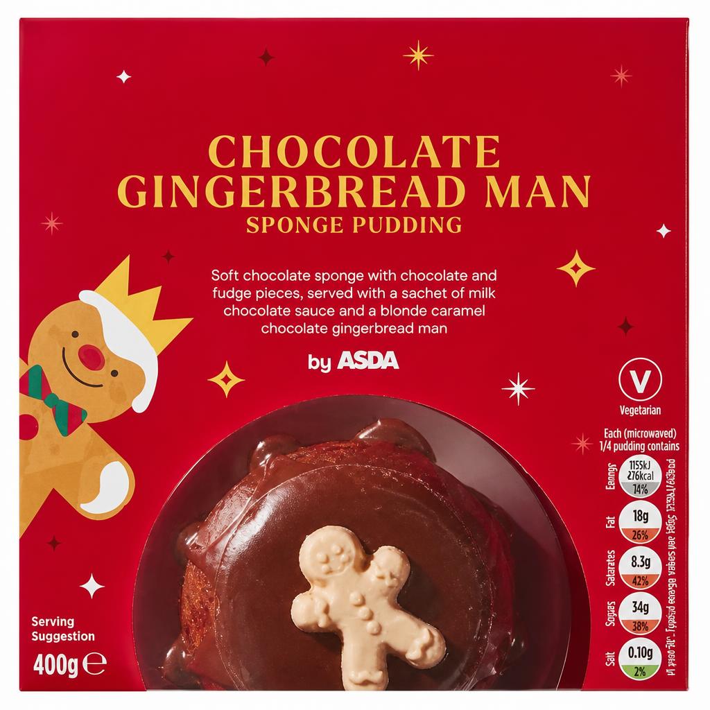 ASDA Chocolate Gingerbread Man Sponge Pudding 400g