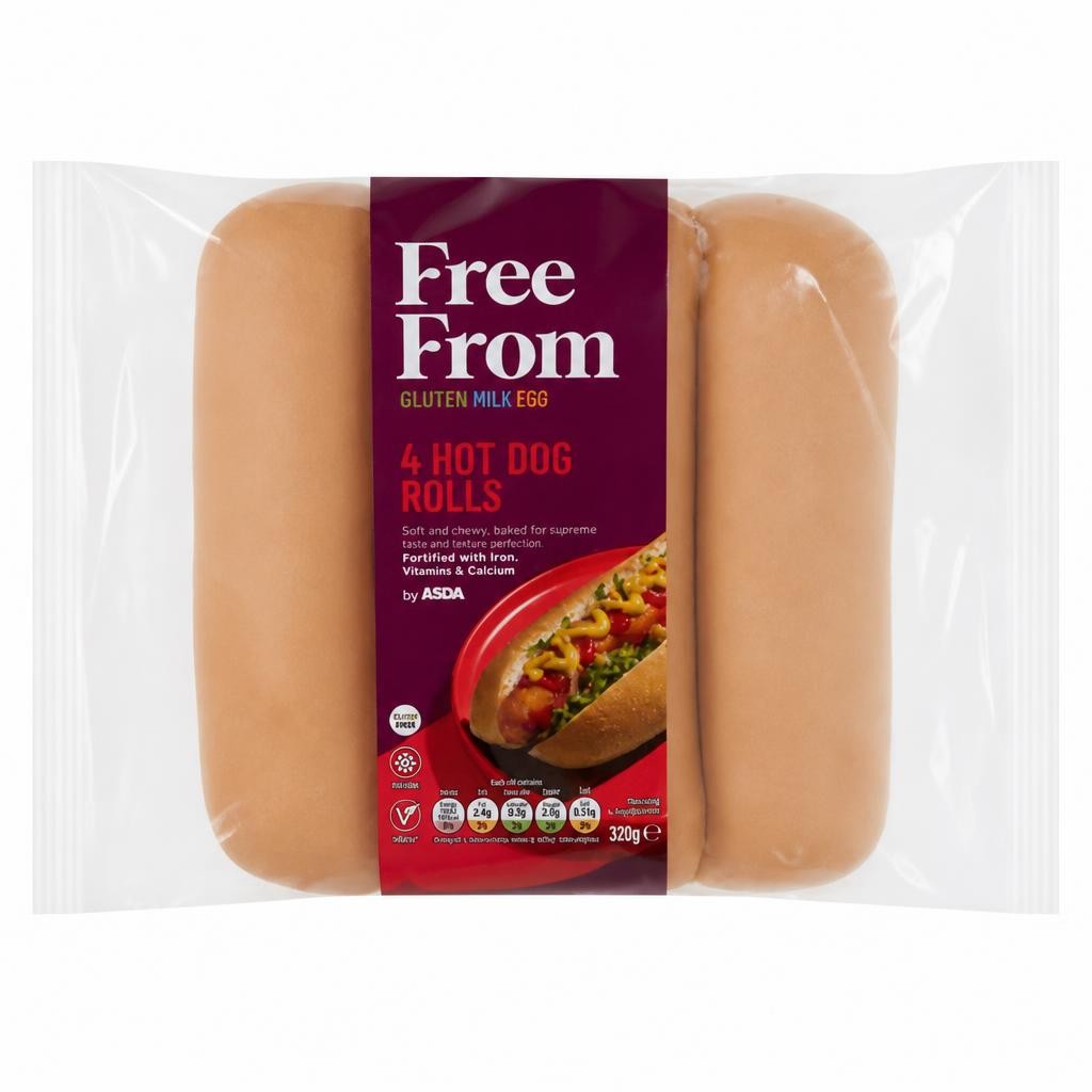 Free From by ASDA 4 Hot Dog Rolls 320g
