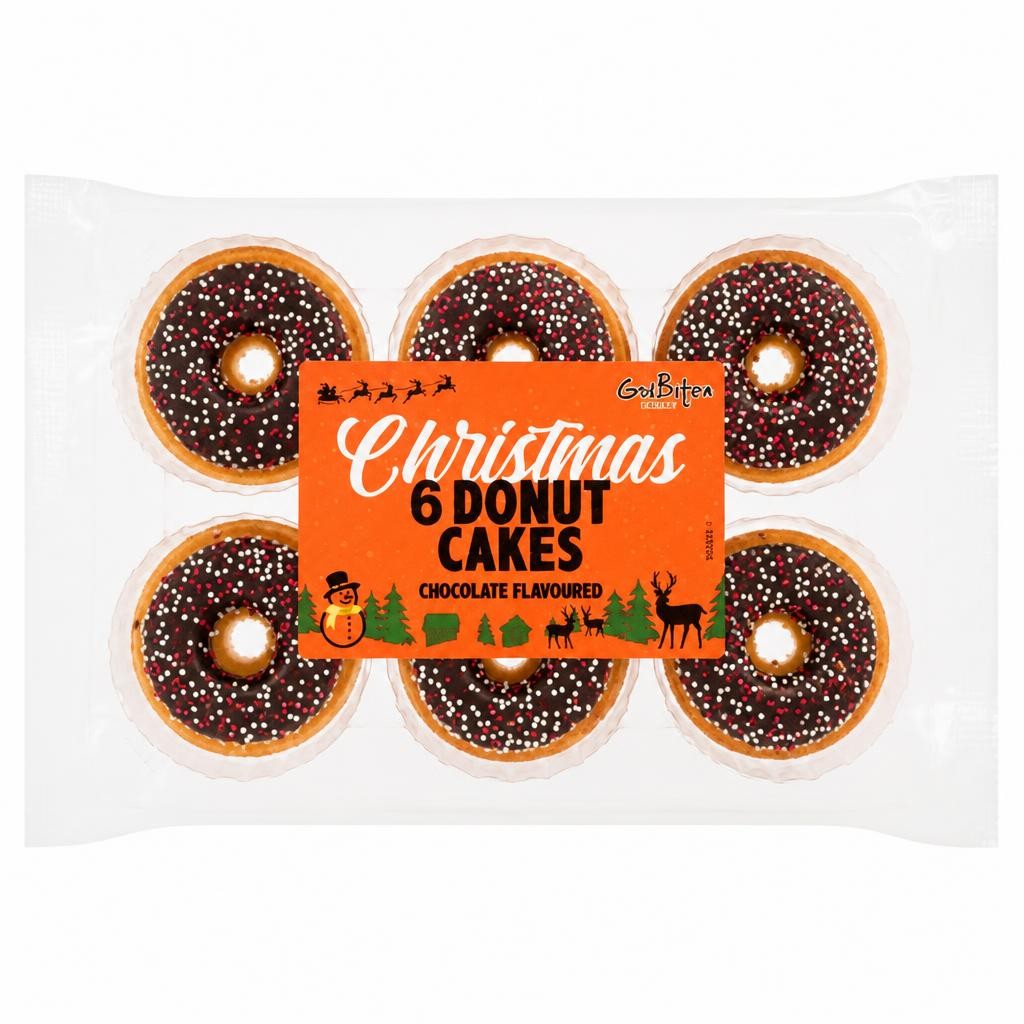GodBiten 6 Christmas Donut Cakes Chocolate Flavoured 150g