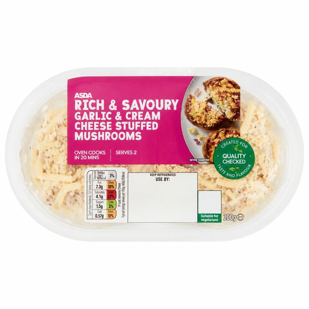 ASDA Rich & Savoury Garlic & Cream Cheese Stuffed Mushrooms 200g