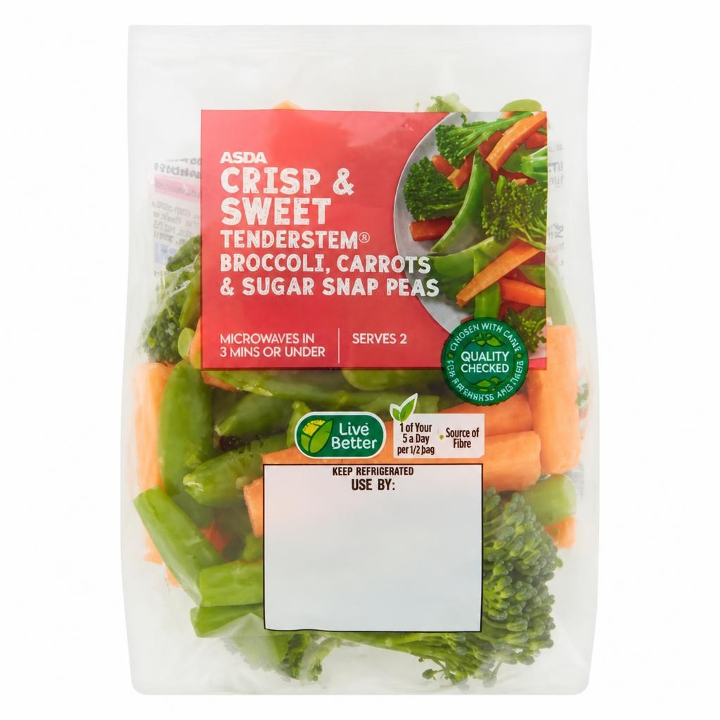 ASDA Crisp & Sweet Tenderstem Broccoli, Carrots & Sugar Snap Peas 160g