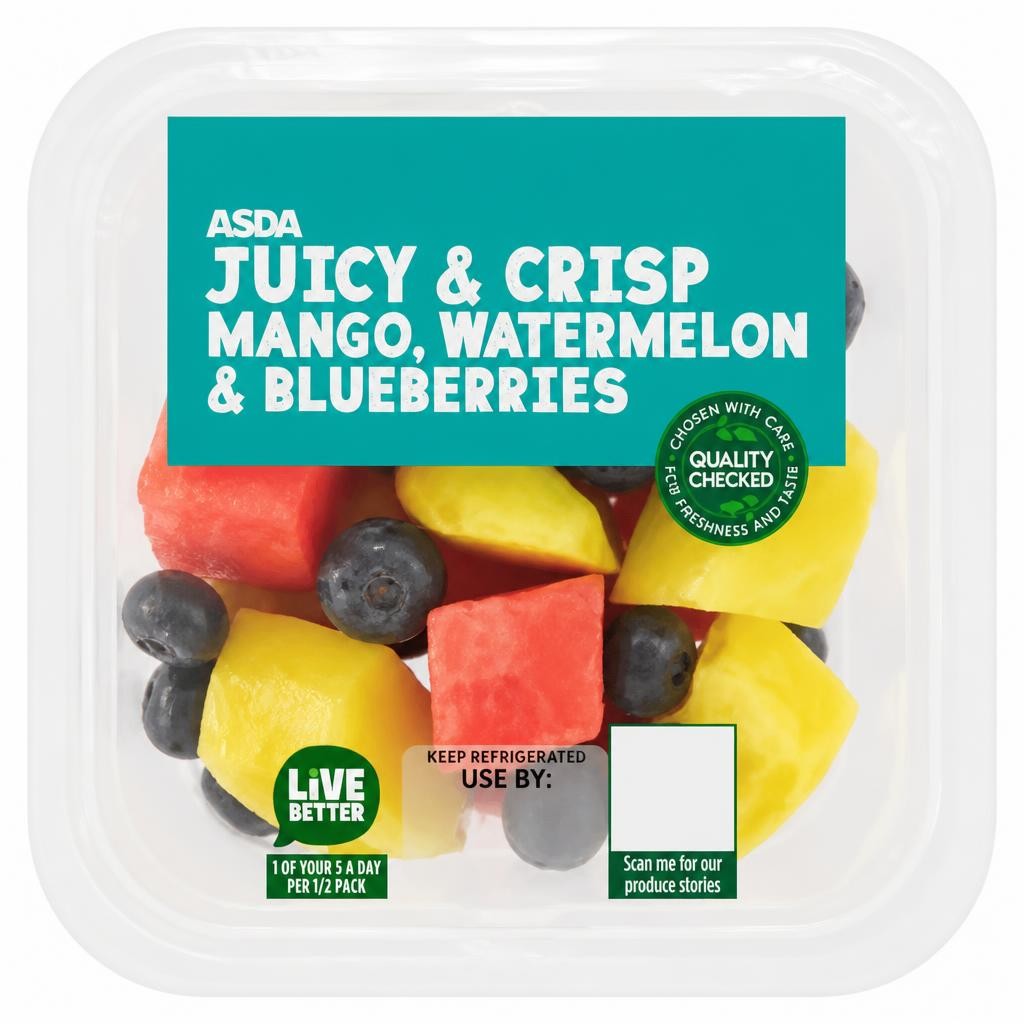 ASDA Juicy & Crisp Mango, Watermelon & Blueberries 220g