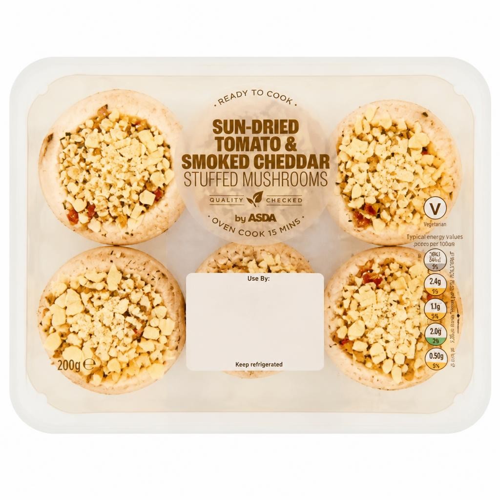 ASDA Sun-Dried Tomato & Smoked Cheddar Stuffed Mushrooms 200g