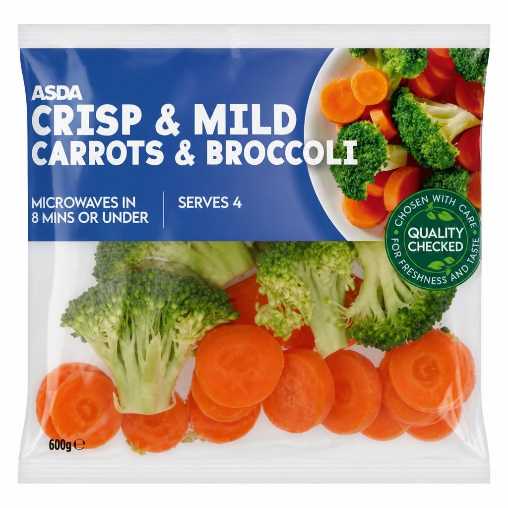 ASDA Crisp & Mild Carrots & Broccoli 600g