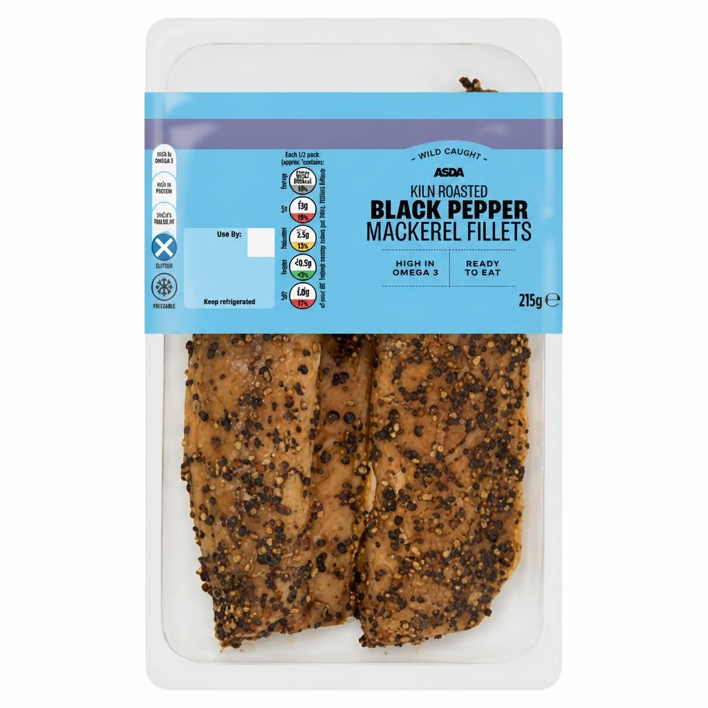 ASDA Kiln Roasted Black Pepper Mackerel Fillets 215g