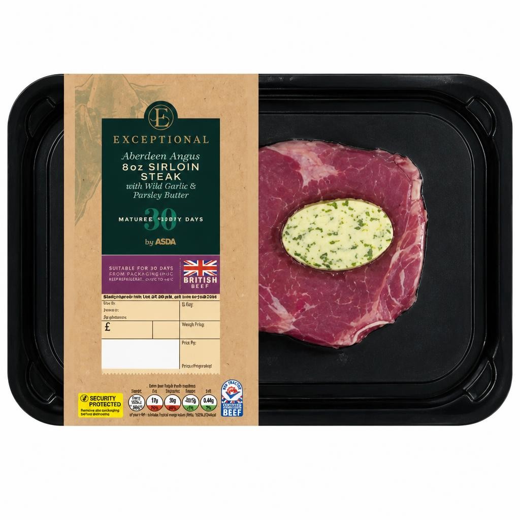Exceptional by ASDA Aberdeen Angus 8oz Sirloin Steak with Wild Garlic & Parsley Butter