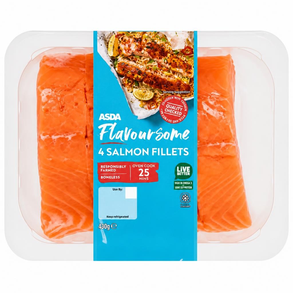ASDA 4 Flavoursome Boneless Salmon Fillets 480g