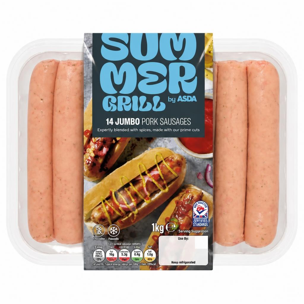 Summer Grill by ASDA 14 Jumbo Pork Sausages 1kg