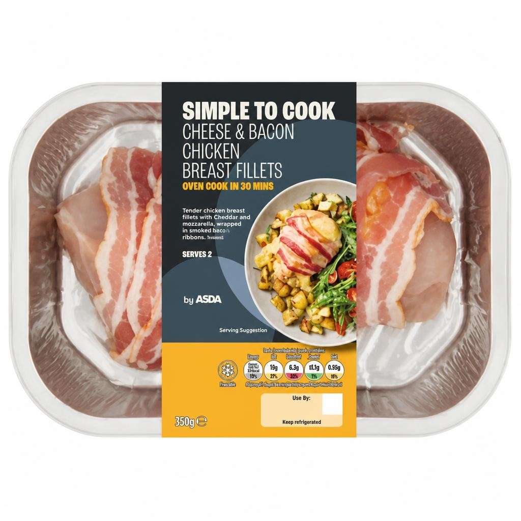 ASDA Simple to Cook Cheese & Bacon Chicken Breast Fillets 350g