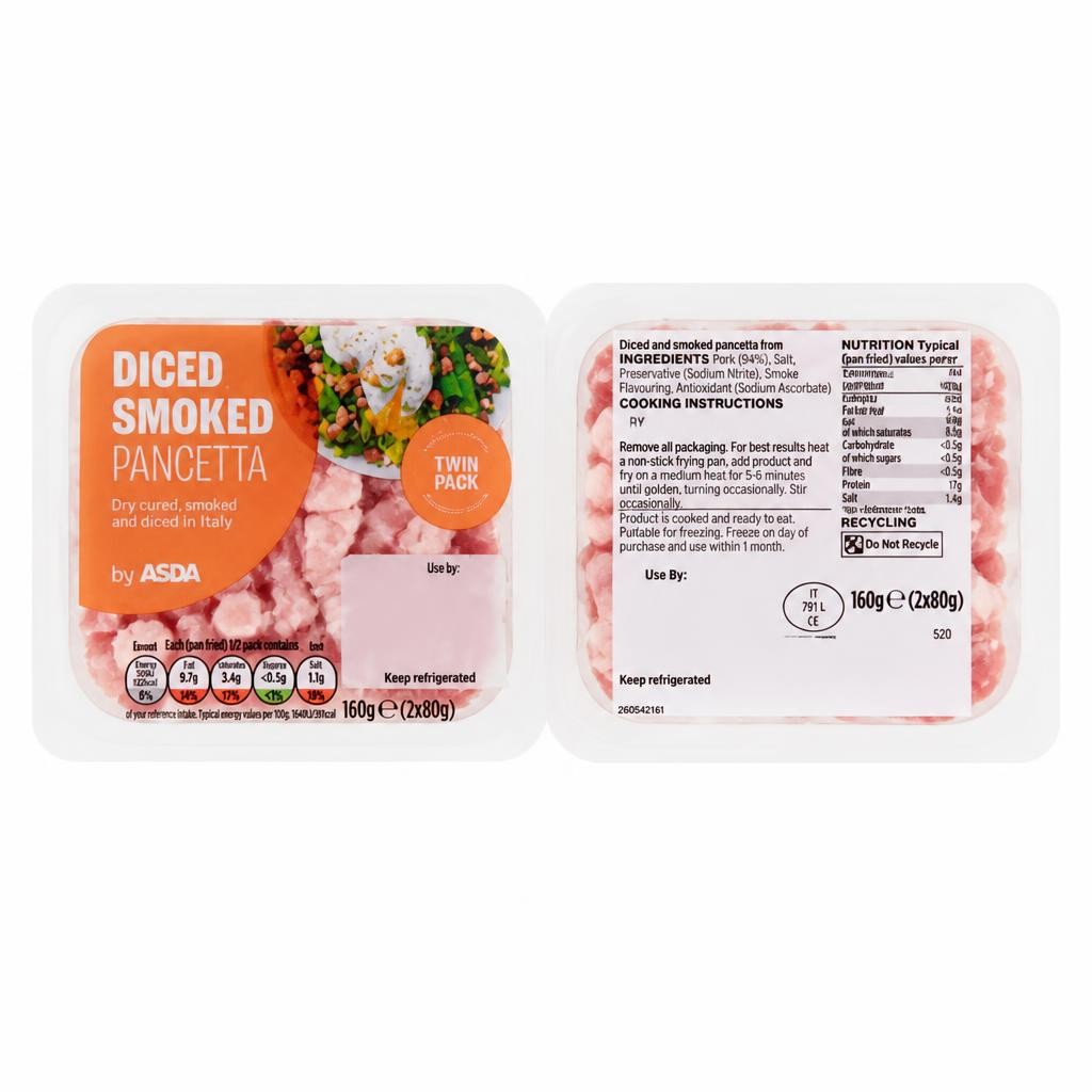 ASDA Diced Smoked Pancetta 2 x 80g (160g)