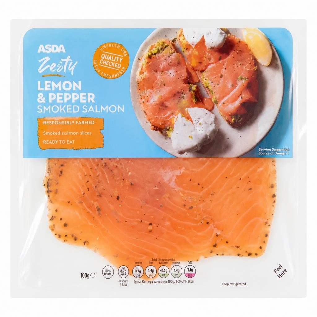 ASDA Zesty Lemon & Pepper Smoked Salmon 100g