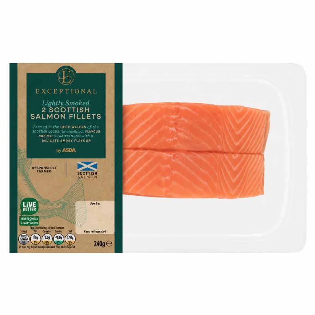 Exceptional by ASDA Lightly Smoked 2 Scottish Salmon Fillets 240g