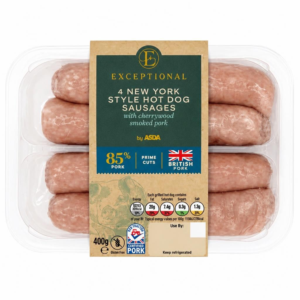 Exceptional by ASDA 4 New York Style Hot Dog Sausages 400g