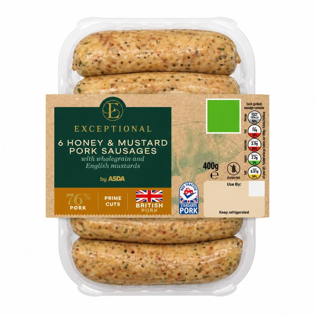Exceptional by ASDA 6 Honey & Mustard Pork Sausages 400g