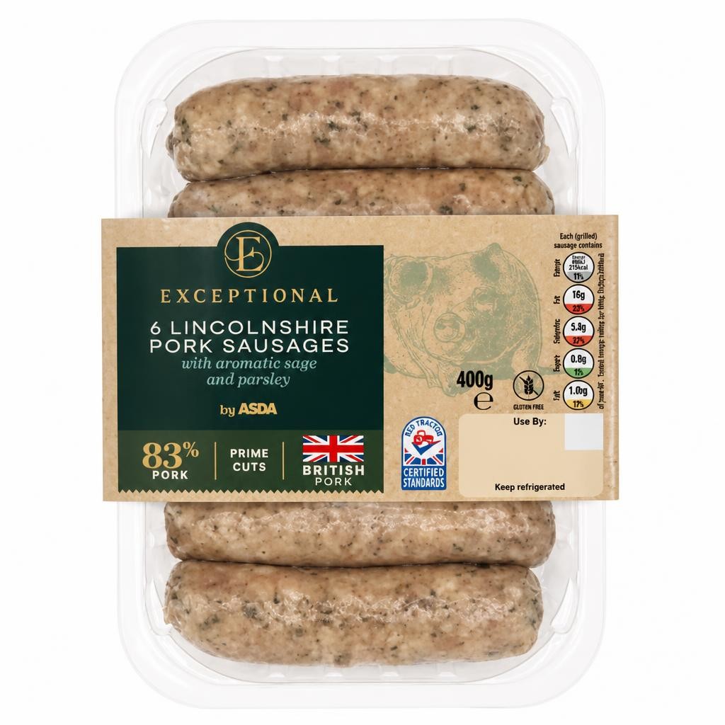 Exceptional by ASDA 6 Lincolnshire Pork Sausages 400g