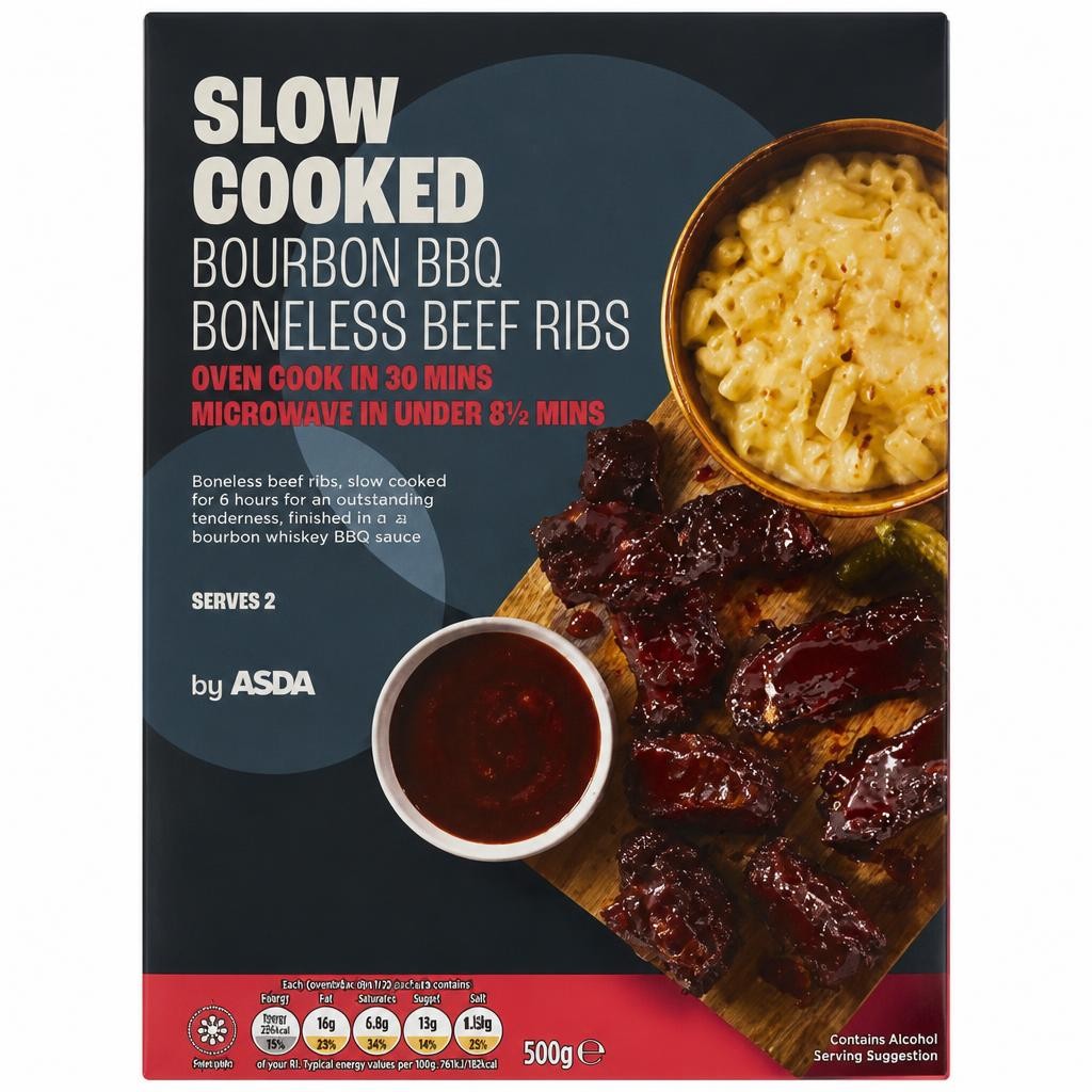 ASDA Slow Cooked Bourbon BBQ Boneless Beef Ribs 500g