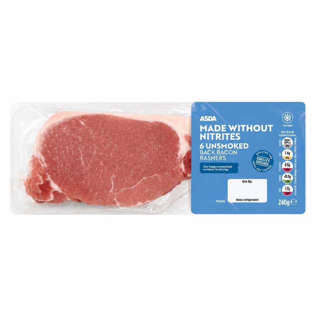 ASDA ASDA 6 Unsmoked Back Bacon Rashers 240g