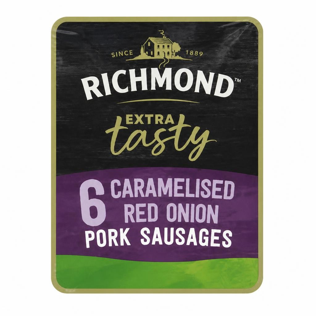 Richmond Extra Tasty 6 Caramelised Red Onion Pork Sausages 400g