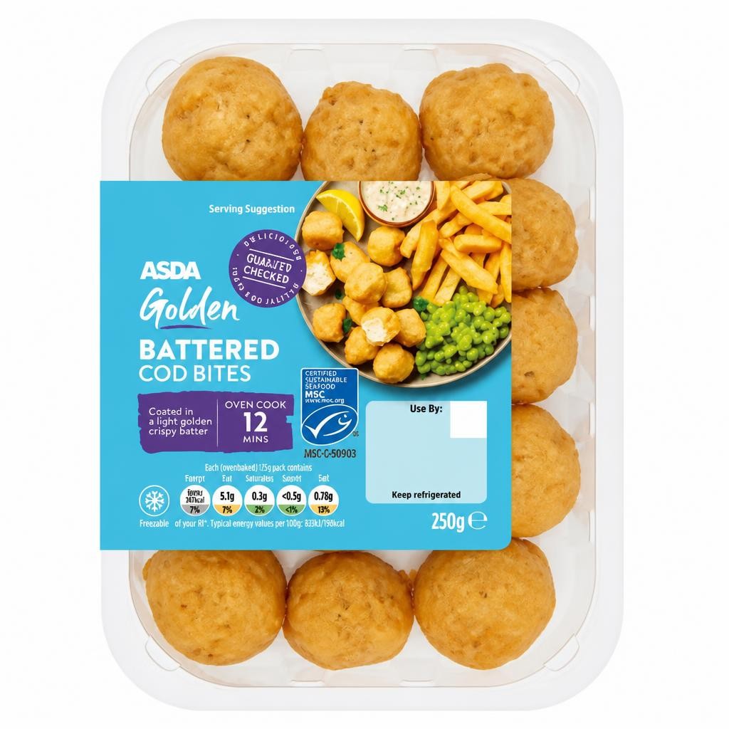 ASDA Golden Battered Cod Bites 250g