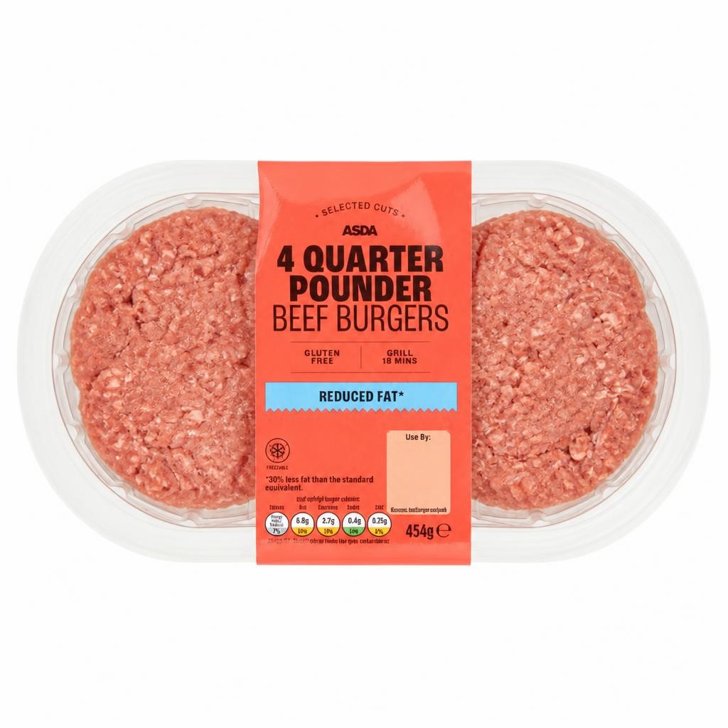 Summer Grill by ASDA 4 Quarter Pounder Beef Burgers 454g