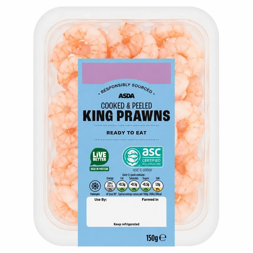 ASDA Succulent Cooked & Peeled King Prawns 150g