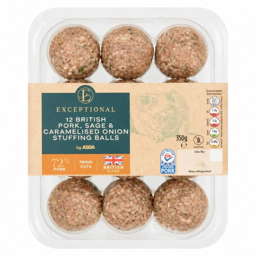 Exceptional by ASDA 12 Pork, Sage & Caramelised Onion Stuffing Balls 350g